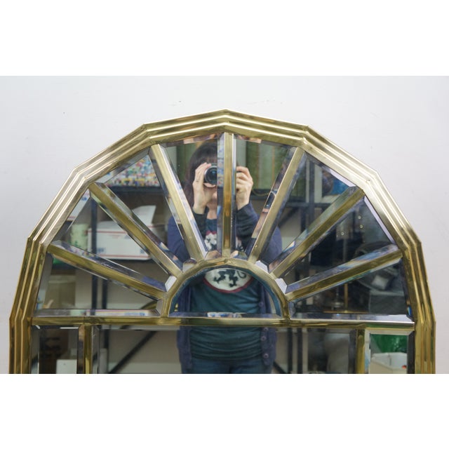 Mid 20th Century Mid Century Hollywood Regency Arched Brass Palladian Beveled Mirror 44" For Sale - Image 5 of 12