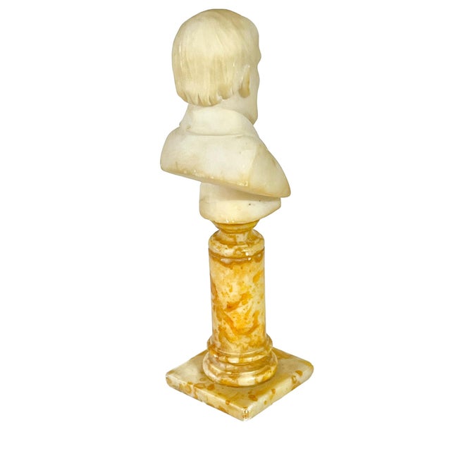 Early 20th Century Antique Grand Tour Marble Bust French Philosopher on Stand For Sale - Image 5 of 9