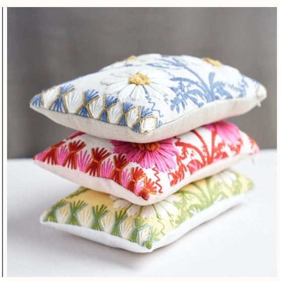 Schumacher F. Schumacher Marguerite Embroidery Lumbar Pillow For Sale - Image 4 of 4