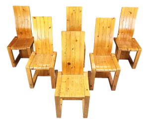 Vintage Finnish Pine Dining Chairs, 1970s, Set of 6
