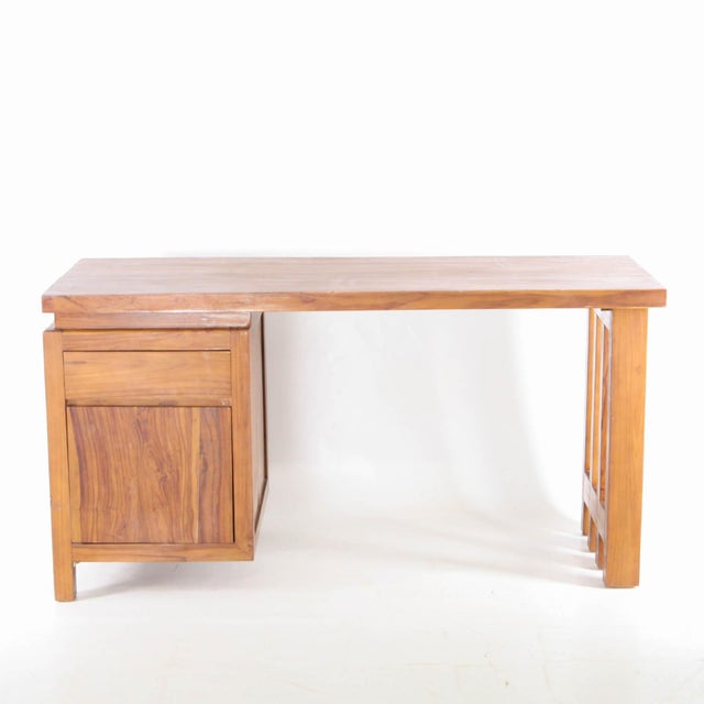Brutalist Wood Desk, 1980s For Sale - Image 9 of 16