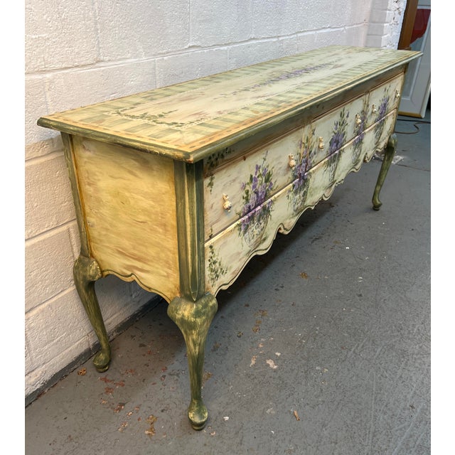 Mid 20th Century Vintage Hand Painted Floral Console/Entry Table by Habersham For Sale - Image 5 of 17