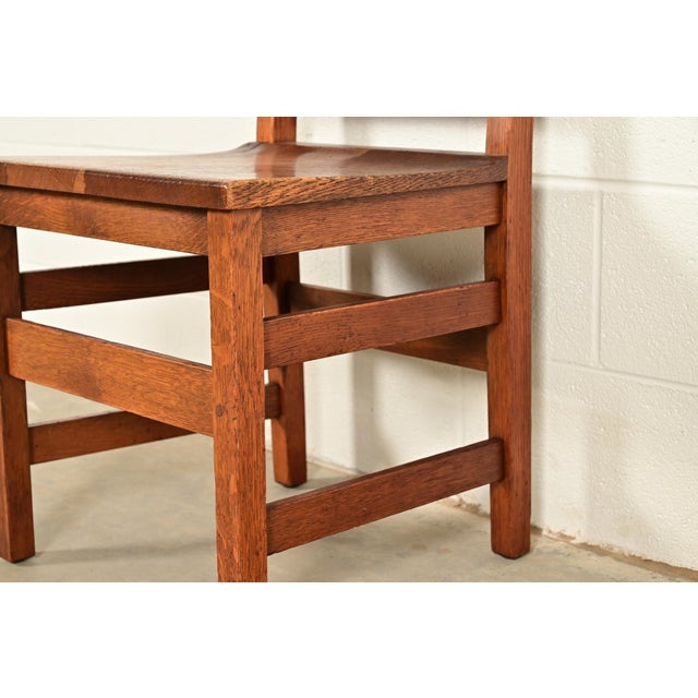 L. & J. G. Stickley Antique Mission Oak Arts & Crafts Ladder Back Desk Chair or Side Chair, Circa 1910 For Sale - Image 10 of 14