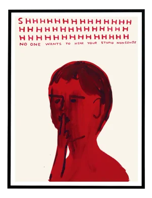 David Shrigley, Shhh, 2023, Paper, Framed