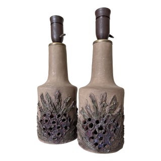 Vintage Danish Stoneware Table Lamps, 1960s, Set of 2 For Sale