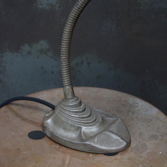 Brown American Industrial Metal and Cast Iron Table Light For Sale - Image 8 of 9