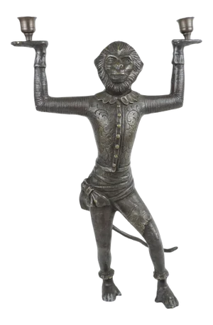 Vintage Heavy Bronze Monkey Candelabra