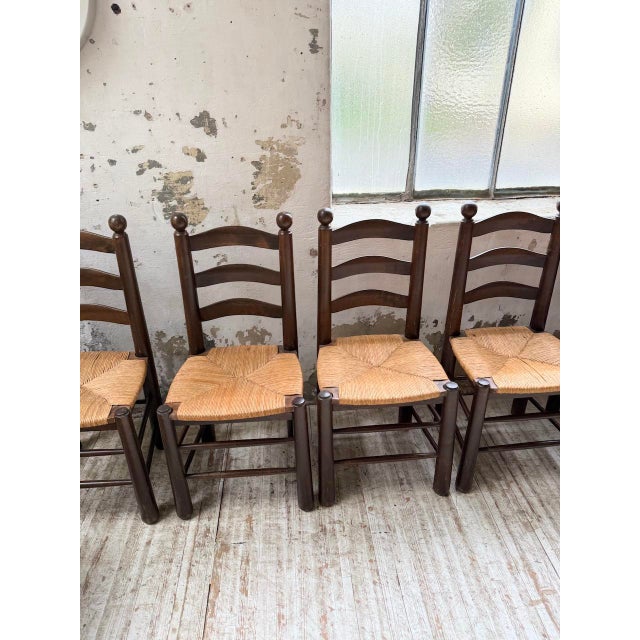 Oak and Straw Chairs by Dudouyt, 1940s, Set of 6 For Sale - Image 12 of 18