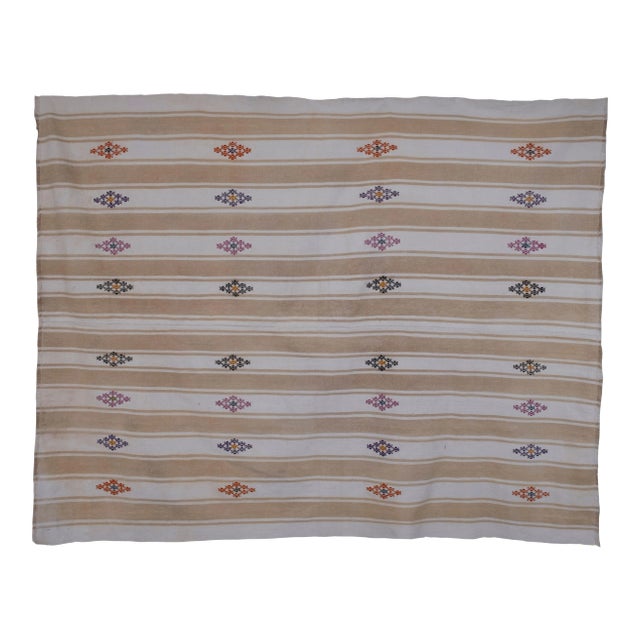 Vintage Striped Oversize Natural Kilim Rug 6'8" X 8'1" For Sale