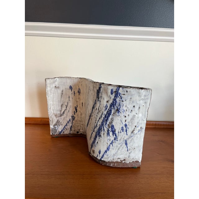 Contemporary Studio Pottery Hanukkah Menorah in White & Cobalt Glaze For Sale In New York - Image 6 of 9