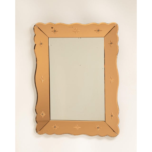 19th Century France Art Deco Tan Wood Mirror For Sale - Image 4 of 8