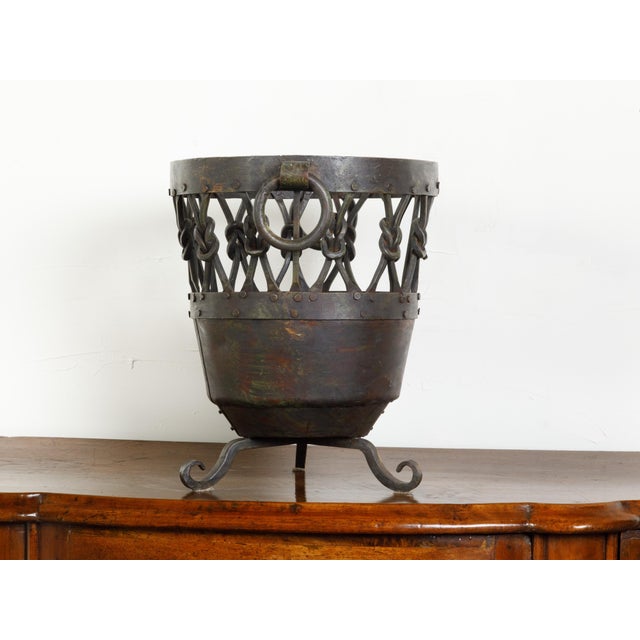 English Mid 20th Century Metal Brazier / Pot with Knotted Motifs and Scrolling Feet For Sale - Image 10 of 10