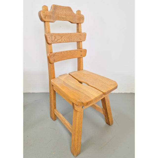 Dutch Brutalist Dining Chairs with Ladder Backrests in Oak, 1960s, Set of 4 For Sale - Image 11 of 12