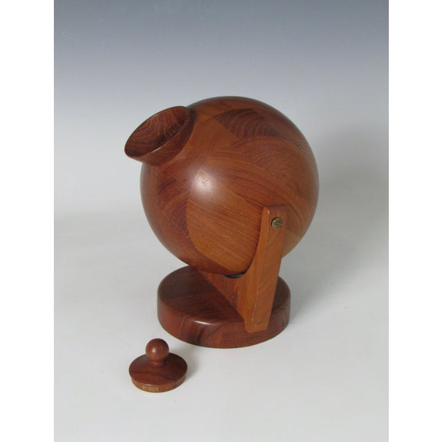 Mid-Century Modern Mid 20th Century ESA Denmark Teak Wall Mounted Swiveling Salt Ball with Lid For Sale - Image 3 of 13