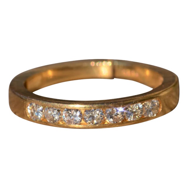 The Remington: Ladies 14 K Gold and Diamond Partway Stackable Band For Sale