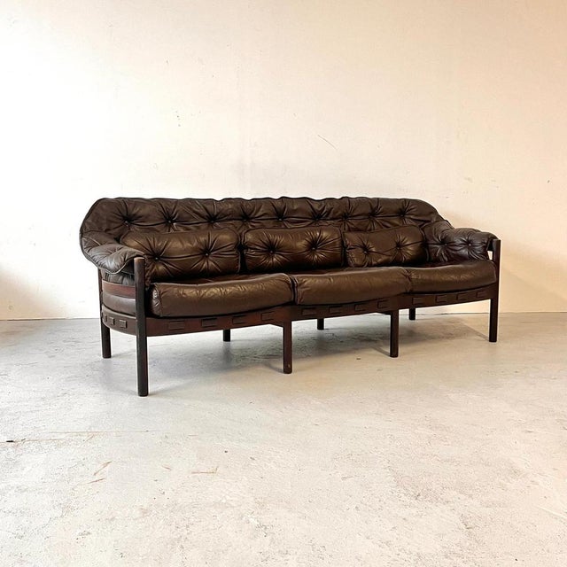 Mid-Century Swedish Leather Sofa by Sven Ellekaer for Coja, 1970s For Sale - Image 6 of 15