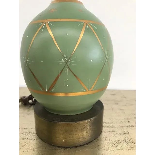 Mid-Century Modern Pair of Mid-Century Jade Ceramic Table Lamps For Sale - Image 3 of 8