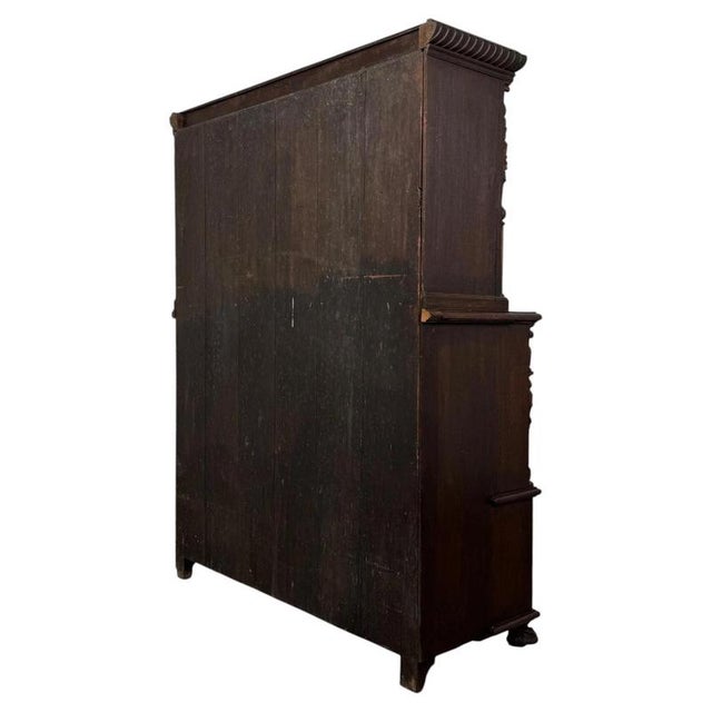Wood 19th Century Antique Victorian Carved Oak Cupboard For Sale - Image 7 of 11