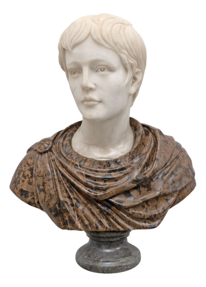 Polychrome Bust of a Roman Emperor, 20th Century, Marble