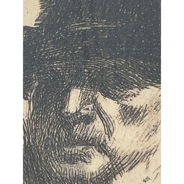 Original 1916 etching titled "Self-Portrait" (Self-Portrait in Fur) by world-renowned Swedish master Anders Zorn...