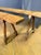 Pair of solid cherrywood benches, turned legs joined by a stretcher. Cherrywood set, circa 1850. Seat width 14cm.