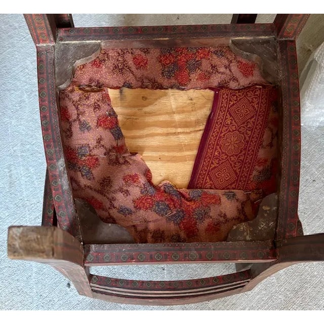 Mid Century Anglo Indian Style Decoupage Wood Dining Chairs With Patterned Paper and Lacquered Overlay For Sale - Image 16 of 16