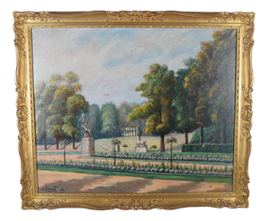 E. Robinef, French Park Landscape, Oil Painting, 1935