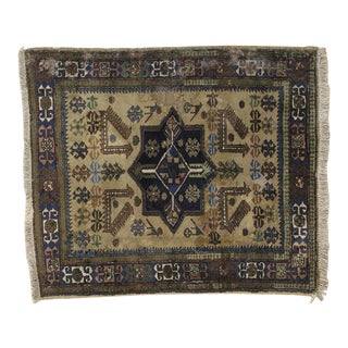 1940's North West Square Persian Rug, 4' X 4'8" For Sale