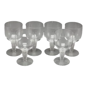 Set of 6 R. Lalique Clear Glass Rosheim Water Stems