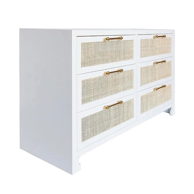 British West Indies style with a modern flair, this extraordinary 6 drawer chest showcases natural, hand-woven caning on a...