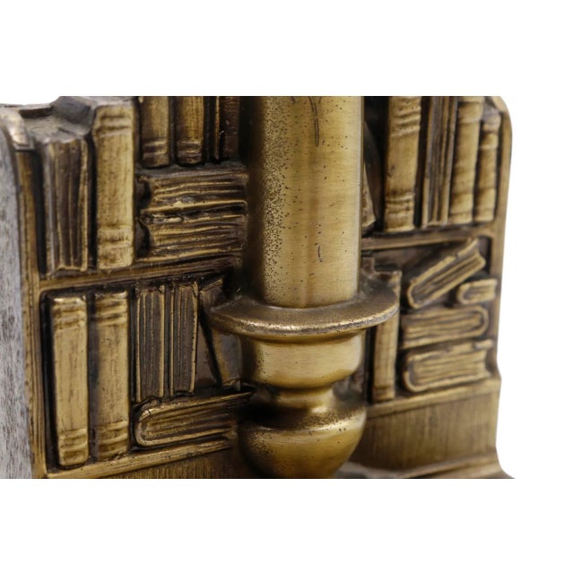Late 20th Century Brass Bookcase Bookends - a Pair For Sale - Image 5 of 7