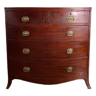 Antique Late 1700s British Neoclassical Mahogany Bowfront Chest of Drawers For Sale