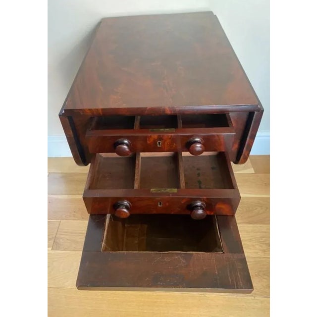 Brown Antique Regency Figured Mahogany Sewing Table, 1800s For Sale - Image 8 of 9