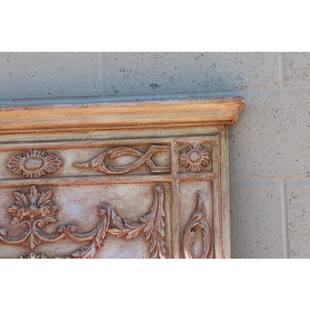 Pink Vintage Italian Neoclassical Hand-Carved Wood Trumeau Wall Mirror, 1950s For Sale - Image 8 of 18