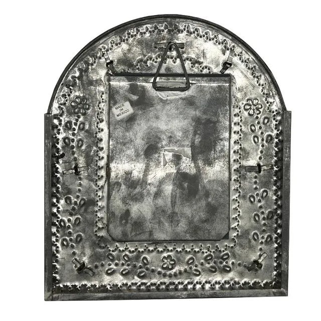 Metal Late 20th Century Handcrafted Mexican Tin Mirror With Opening Doors Folk Art From Santa Fe For Sale - Image 7 of 9