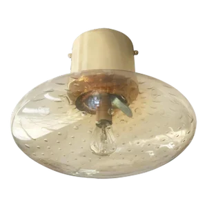 21st Century Polished Brass and Amber Bubbles Uno Flush Mount by Fabio Ltd
