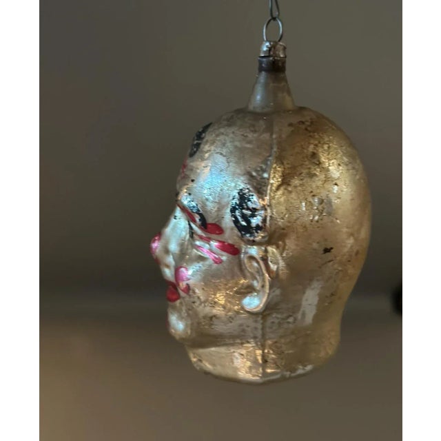 1920's Large Clown Head German Glass Ornament For Sale - Image 4 of 4