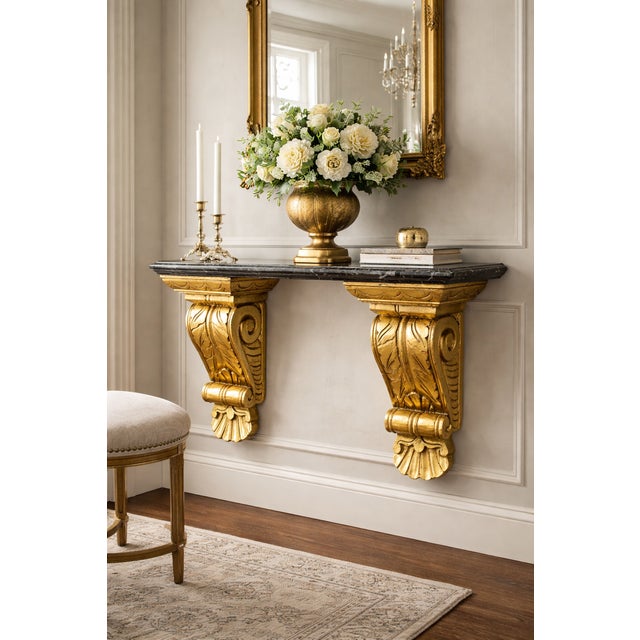 Vintage Wall Corbels in Gilt Wood, 1930s, Set of 2 For Sale - Image 12 of 12