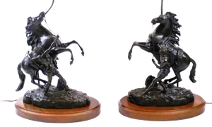 Pasargad N Y Vintage Table Lamp With Bronze Decor Statues - A Pair