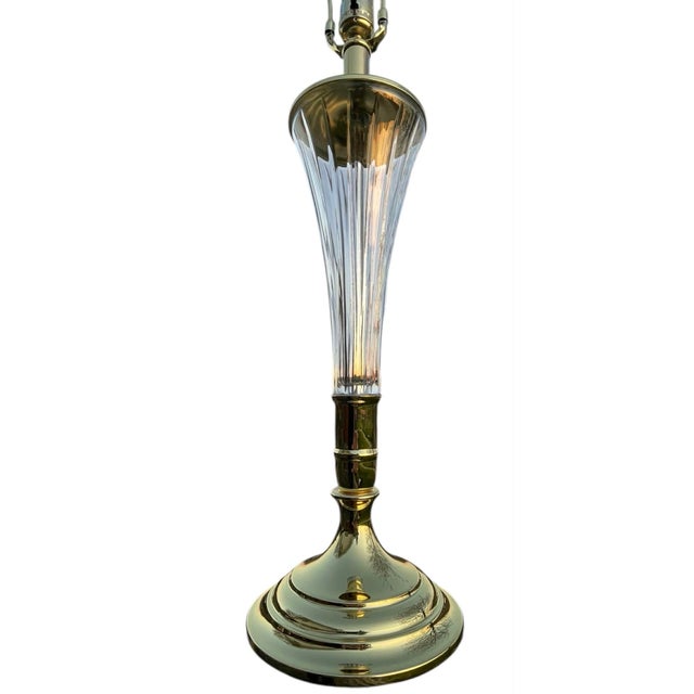 Glass Elongated Crystal Table Lamp C. 1970 For Sale - Image 7 of 7
