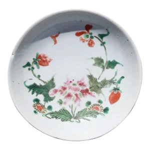 19th Century Chinese Export Floral Low Bowl, Antique
