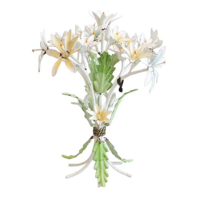 Vintage Italian Tole Floral Spray Flower Arrangement Bouquet Centerpiece For Sale