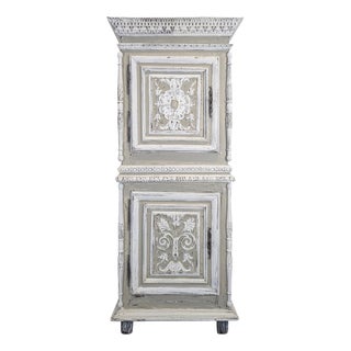 Henry II Carved Grey Oak Cabinet For Sale