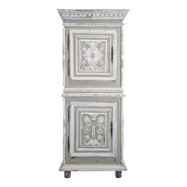 Henry II Carved Grey Oak Cabinet For Sale
