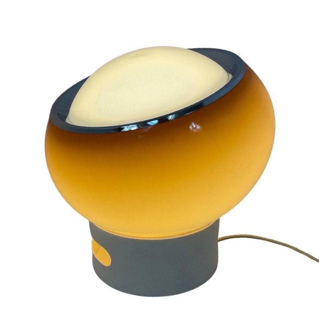 Italian Space Age White Acrylic Clan Lamp with Brown Shade from Guzzini, 1970s For Sale - Image 9 of 9