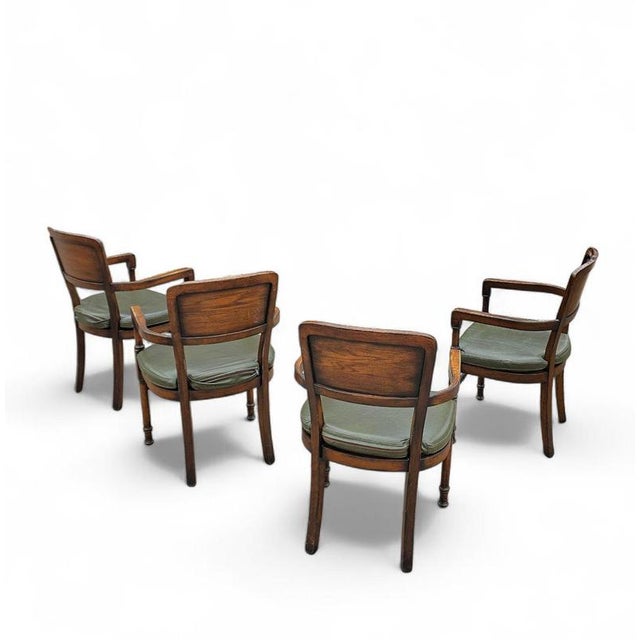 RAC Dining Chairs with Green Leather Cushions from Royal English, Set of 4 For Sale - Image 5 of 14