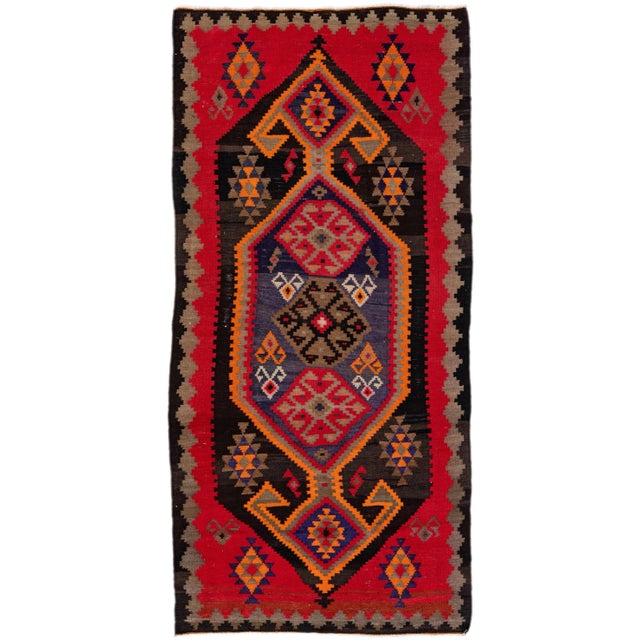 1960s Vintage Turkish Kilim Multicolor Handmade Tribal Wool Rug For Sale - Image 10 of 10