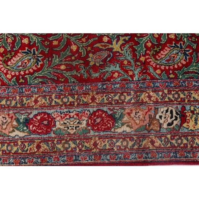 Early 20th Century Early 20th Century Persian Tabriz Red Handmade Wool Carpet For Sale - Image 5 of 7