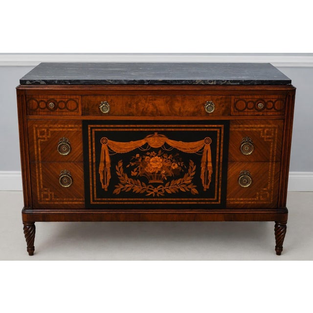 Age: c1920s Details: Outstanding Inlay Work Spiral Legs Geiger & Braverman NY High Quality Construction Dovetailed Drawer...