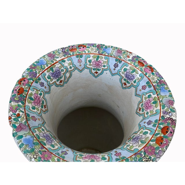 Chinese Hand Made Pink Turquoise House People Scenery Graphic Vase For Sale - Image 9 of 10